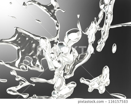 Abstract splashing mercury, 3D illustration 116157583