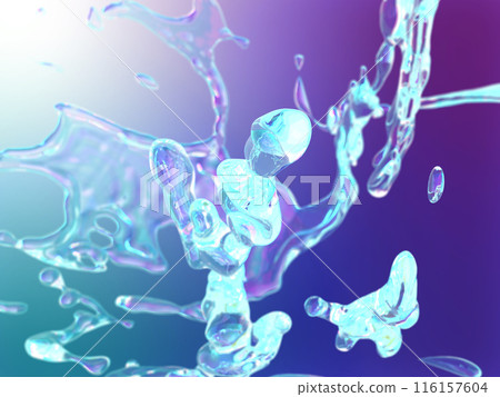 3D render illustration of abstract splashing water droplets 3D render illustration of abstract splashing water droplets 116157604