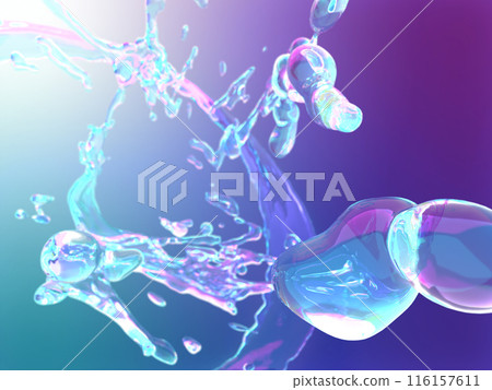 3D render illustration of abstract splashing water droplets 116157611
