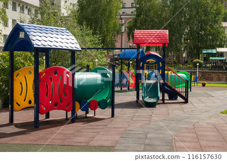 An image of a colorful playground, without children. 116157630