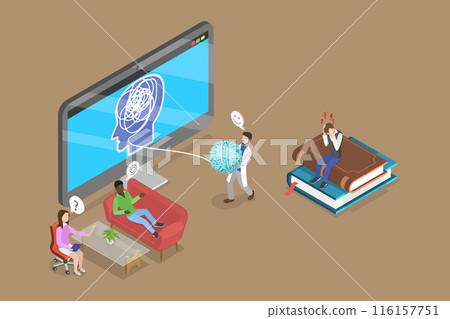3D Isometric Flat Vector Illustration of Psychotherapy Practice, Psychiatrist Consults Patient 116157751
