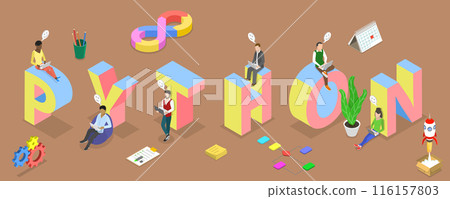 3D Isometric Flat Vector Illustration of Python, Modern Software Development 116157803