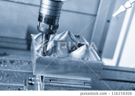 The CNC milling machine rough cutting the injection mold parts by indexable tools. 116158308