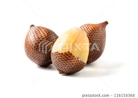 Salak (Salacca zalacca) or Snake fruits isolated on white Salak (Salacca zalacca) or Snake fruits isolated on white 116158368