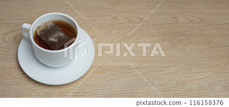 cup of tea isolated on a wooden background. copy space 116158376