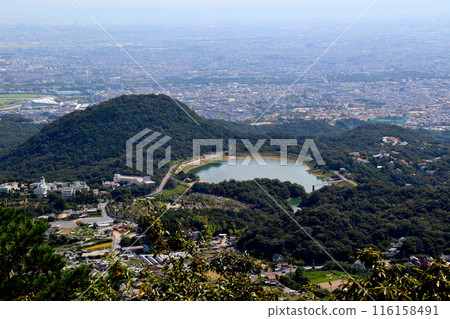 View of Mt. Kobu and Kitayama Reservoir from the east observation of Mt. Gyoja View of Mt. Kobu and Kitayama Reservoir from the east observation of Mt. Gyoja 116158491