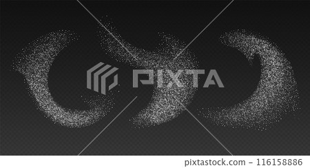 Falling sugar powder, flying salt. White crystals. 116158886