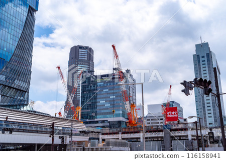 Tokyo Redevelopment Shibuya Station under construction seen from Miyamasuzakashita intersection 2024.06 116158941