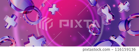 3D futuristic neon background, abstract geometric online steamer banner, glass render fluid objects. 3D futuristic neon background, abstract geometric online steamer banner, glass render fluid objects. 116159136