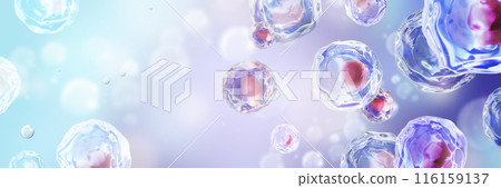 3D medical microscope background, human cell fertilisation render, embryo egg biological banner.  116159137