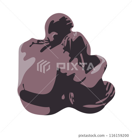 Back view of hugging couple sitting isolated on white background Back view of hugging couple sitting isolated on white background 116159200