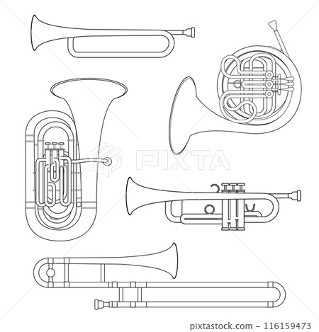 Vector illustration set of brass musical... - Stock Illustration ...