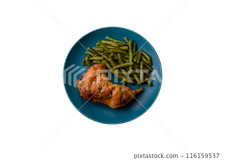 Delicious grilled chicken leg or quarter with salt and spices Delicious grilled chicken leg or quarter with salt and spices 116159537