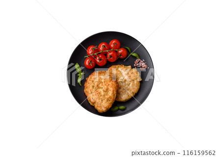 Delicious fried chicken chops with salt, spices and herbs 116159562