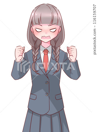 身穿制服,熱情握拳的女高中生 身穿制服,熱情握拳的女高中生 116159707