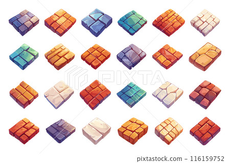 Cartoon Different Types of Paving Tiles Icon...-插圖素材 [116159752] - PIXTA圖庫