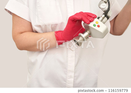 Face procedure. Professional dermatologist uses modern technology 116159779