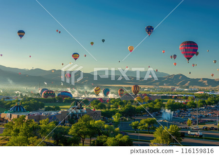 hot air balloon festival flying. Ai generative 116159816