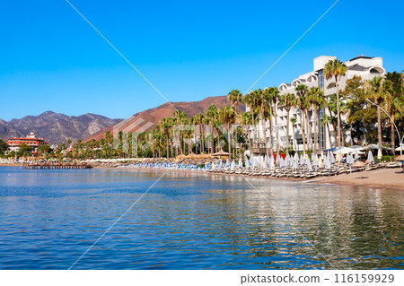 Icmeler town main public beach in Turkey Icmeler town main public beach in Turkey 116159929