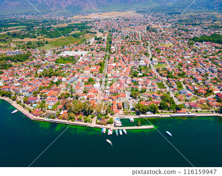 Koycegiz town and lake aerial panoramic view in Turkey 116159947