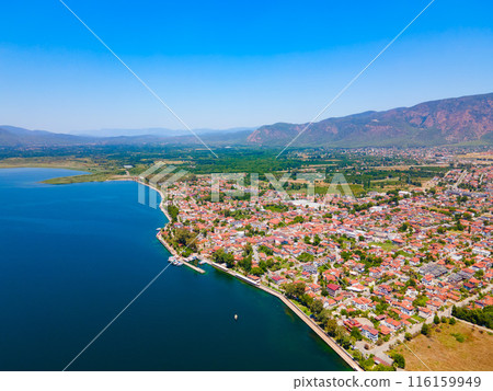 Koycegiz town and lake aerial panoramic view in Turkey 116159949