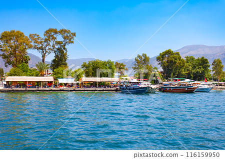 Port at Koycegiz lake in Koycegiz town in Turkey 116159950