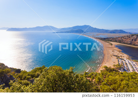 Iztuzu beach aerial panoramic view near Dalyan in Turkey 116159953