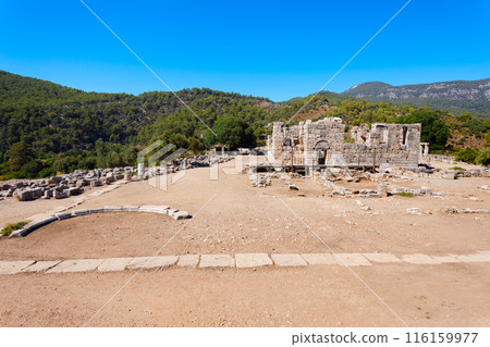 Kaunos ancient city near Dalyan town in Turkey 116159977