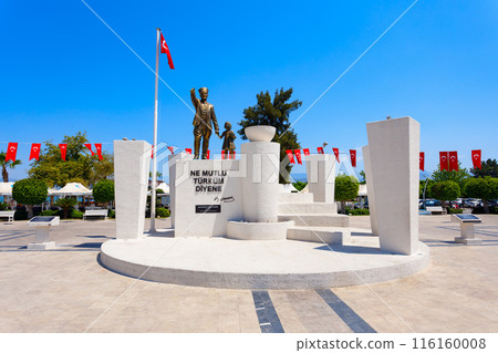Kemal Ataturk monument at the central square of Fethiye city, Turkey 116160008