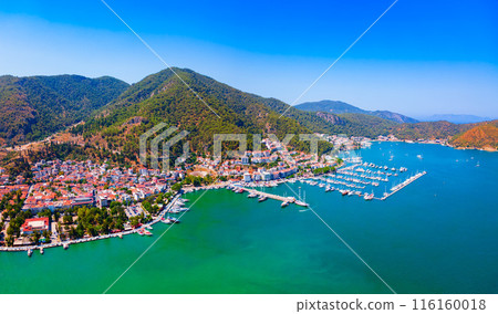 Fethiye city and port aerial panoramic view in Turkey 116160018