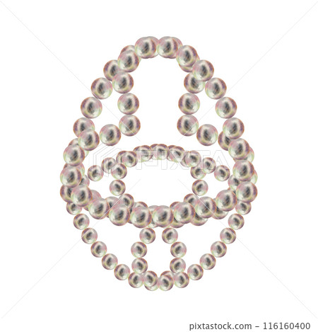 Pearl jewelry in the shape of a heart, flower, butterfly. Watercolor illustration in pastel palette with holographic effect as a template for Valentine's Day, engagement, wedding, Mother's Day 116160400