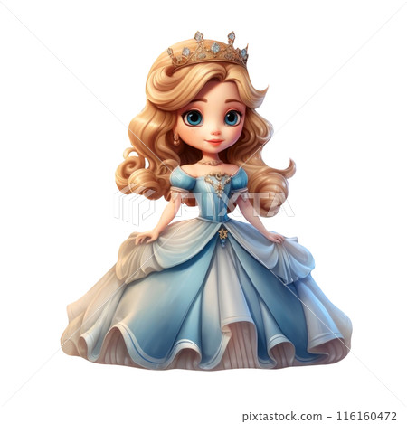 Cute fairytale princess in blue fluffy dress 116160472