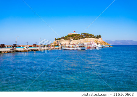 Pigeon Island aerial panoramic view in Kusadasi city, Turkey 116160608