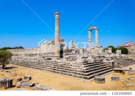 Temple of Apollo ruins at Didyma ancient sanctuary in Didim city in Turkey 116160660