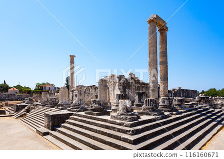 Temple of Apollo ruins at Didyma ancient sanctuary in Didim city in Turkey 116160671