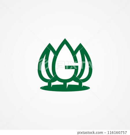 Pine tree shaped letter G with green color 116160757