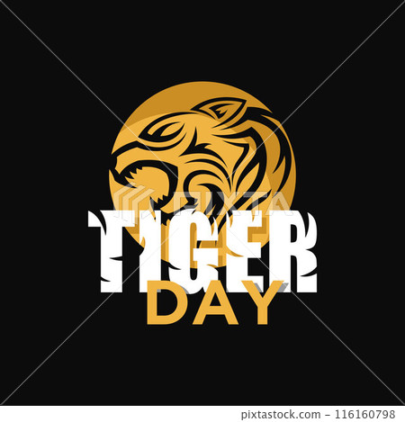 Vector letter of Tiger Day with Abstract head Tiger Vector letter of Tiger Day with Abstract head Tiger 116160798
