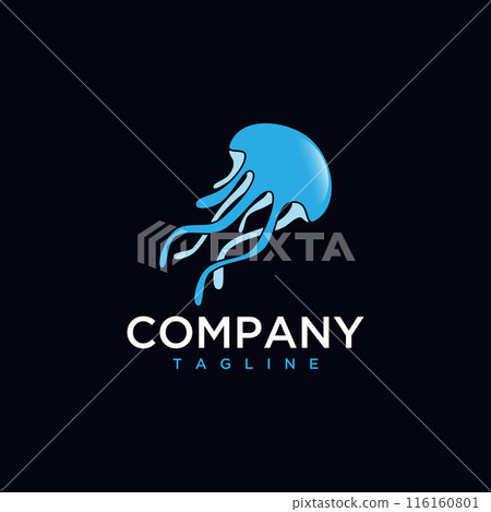 Jellyfish cartoon logo design template 116160801