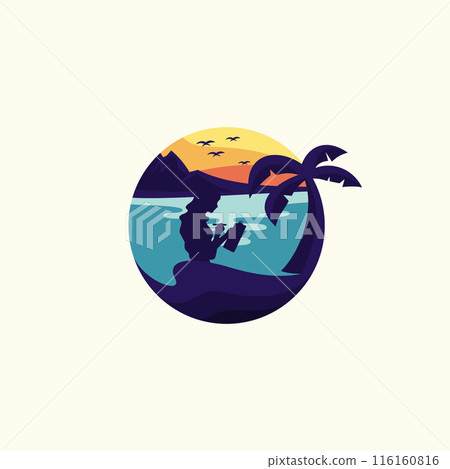 Vintage color Landscape emblem concept design Vintage color Landscape emblem concept design 116160816