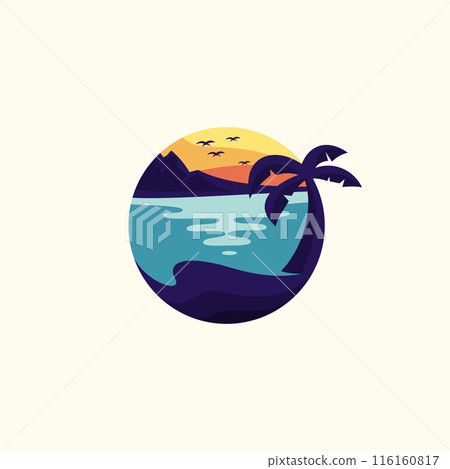 Vintage color Landscape emblem concept design Vintage color Landscape emblem concept design 116160817