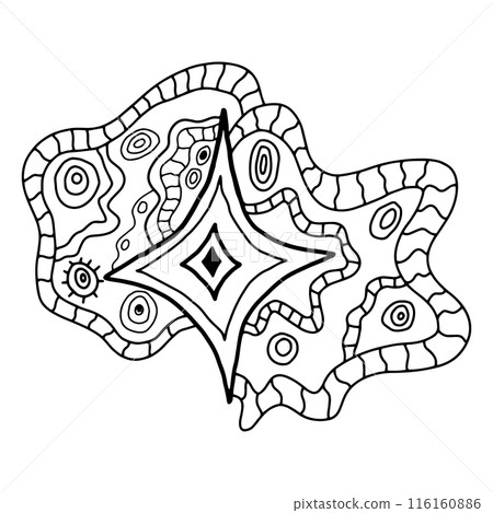 Creative fantasy doodle abstraction for coloring book, crazy surrealistic card isolated on white. 116160886