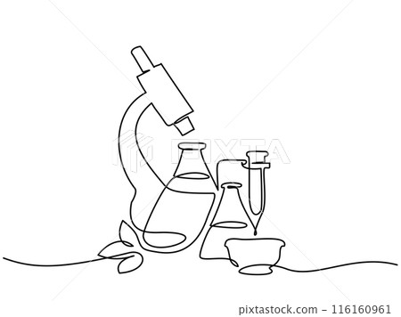 Chemistry and physics laboratory equipment education concept. Corner frame. 116160961