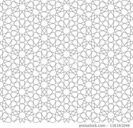 Seamless arabic geometric ornament in black color. 116161046