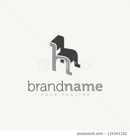 Furniture Chair letter H minimalist flat logo 116161182