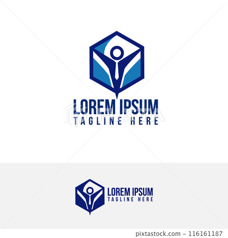 Abstract business man concept of professional employee recruitment agency logo Abstract business man concept of professional employee recruitment agency logo 116161187