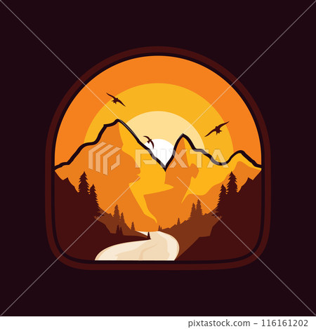 Landscape mountain emblem before the night come 116161202