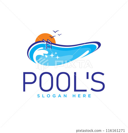 Pool Service and maintenance logo design template 116161271