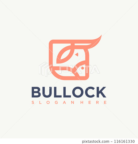 Square outline Head Bull vector logo design template 116161330