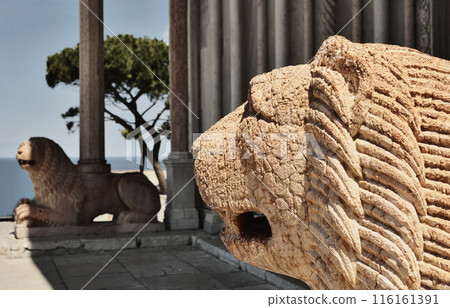Ancona  Cathedral  detail of marble lions 116161391