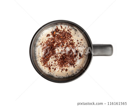 Hot Chocolate Cup, Cacao Mug, Cocoa Beverage, Christmas Drink Glass with Foam, Healthy Breakfast 116161565